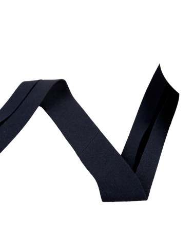 Il tessuto in sbieco organico ha 20 mm di blu navy al metro, prodotto in Francia