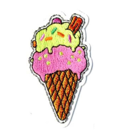 Set of 3 good ice cream iron-on patches 6x3cm