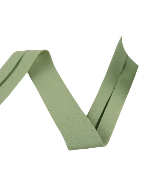 Organic bias fabric gots 20mm khaki per meter made in France