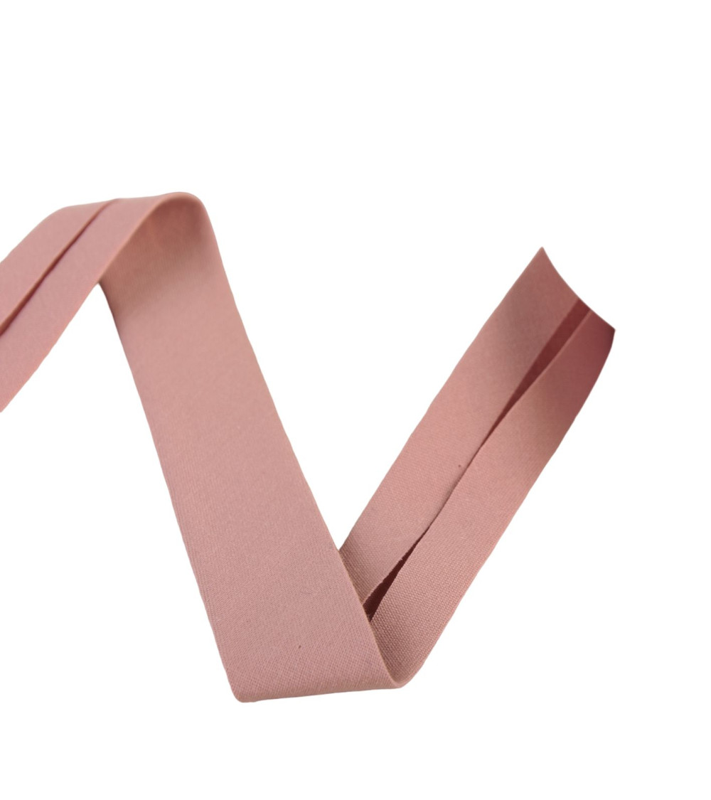 Organic bias fabric gots 20mm old pink per meter made in France