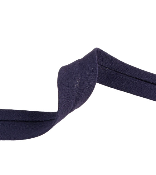 Double gauze bias binding 27mm navy per meter made in France