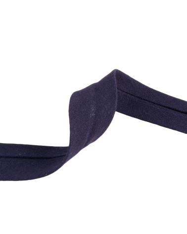 27mm navy double gauze bias binding by the meter made in France