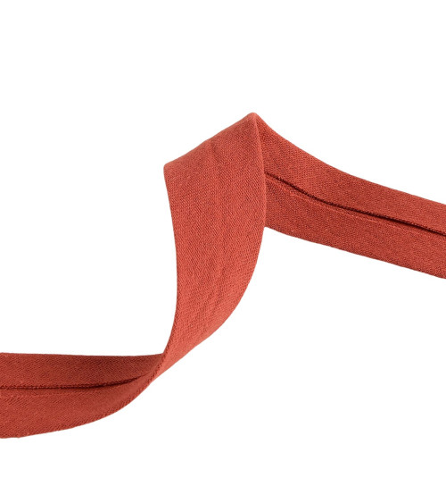 Double gauze bias binding 27mm rust per meter made in France