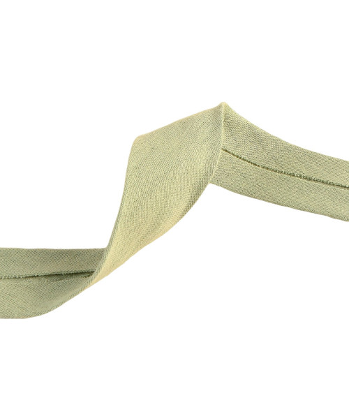 Double gauze bias binding 27mm khaki per meter made in France