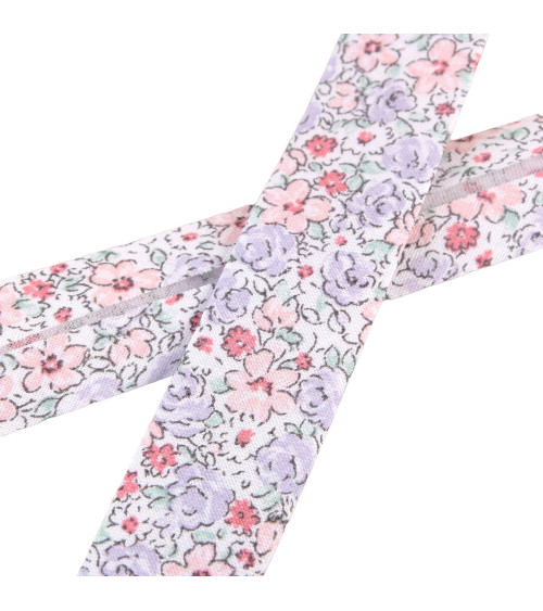 Flower bias binding 20mm old pink per meter