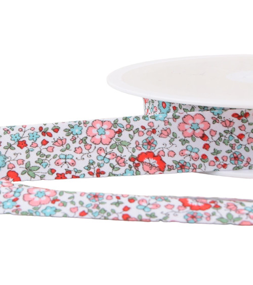 Flower bias binding 20mm steel blue per meter