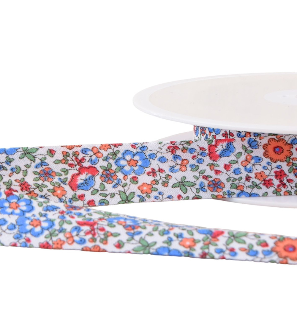 Flower bias binding 20mm royal blue per meter