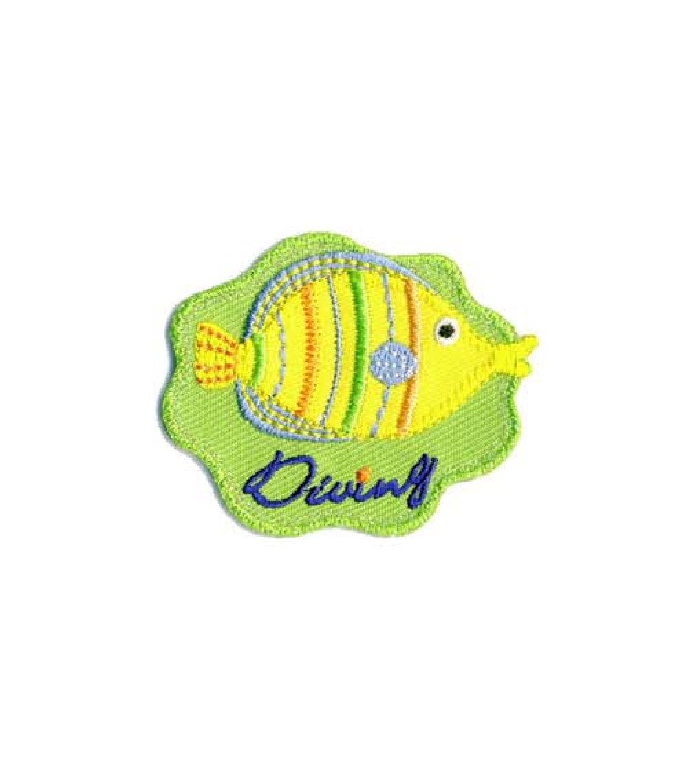 Lot de 3 écussons thermocollants poisson Diving 5x4.5cm