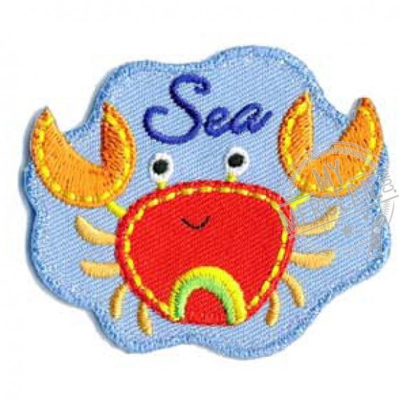Lot de 3 écussons thermocollants crabe Sea 5x4.5cm