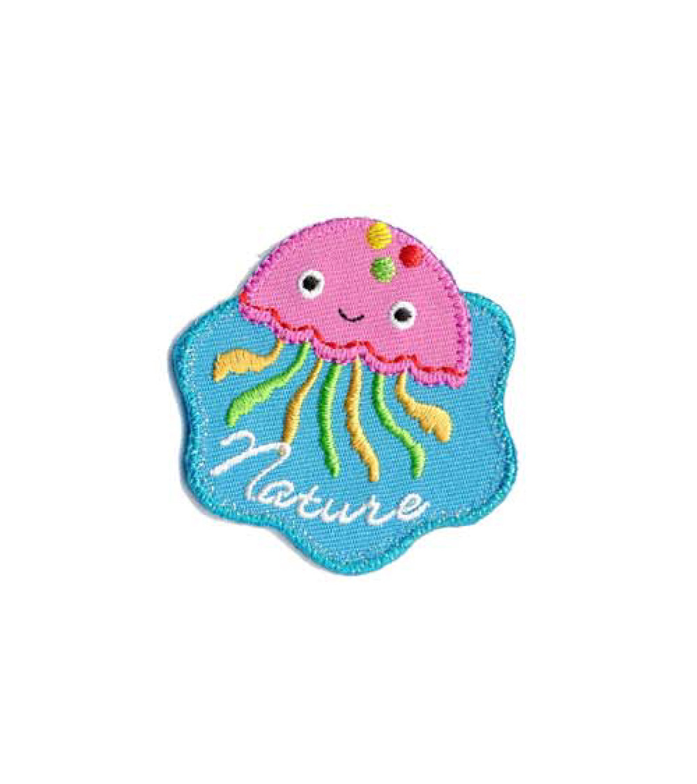 Set mit 3 Quallen-Natur-Aufnähern zum Aufbügeln, 5 x 4,5 cm