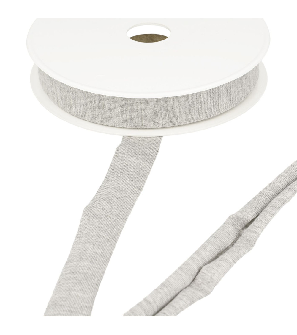 Stretch jersey bias 20mm mouse gray per meter