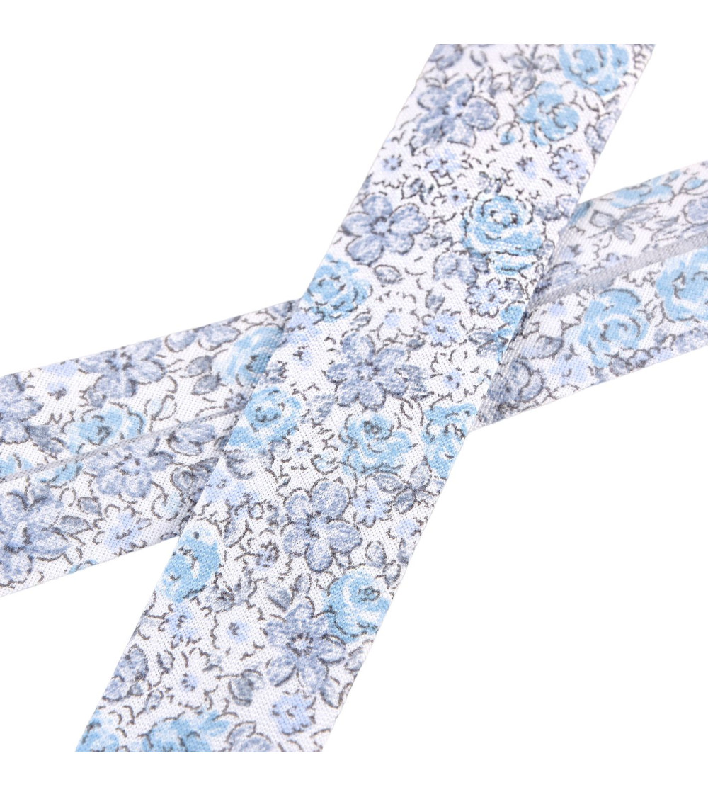 25m spool bias flowers Blue 20mm