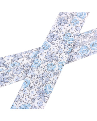 25m spool bias flowers Blue 20mm