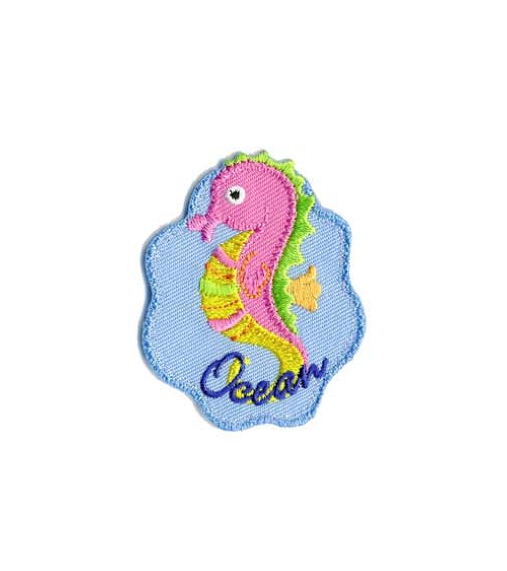 Set of 3 seahorse ocean iron-on patches 5x4.5cm