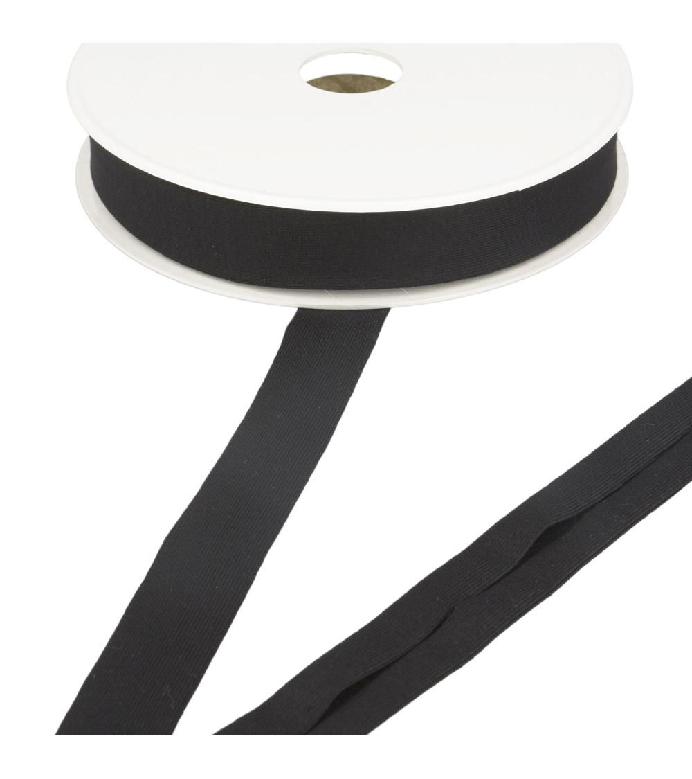 Bobina da 20 m di nastro in sbieco in jersey elasticizzato Nero 20 mm