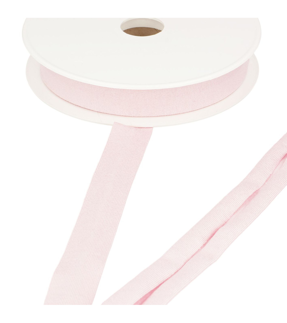 20m reel stretch jersey bias light pink 20mm