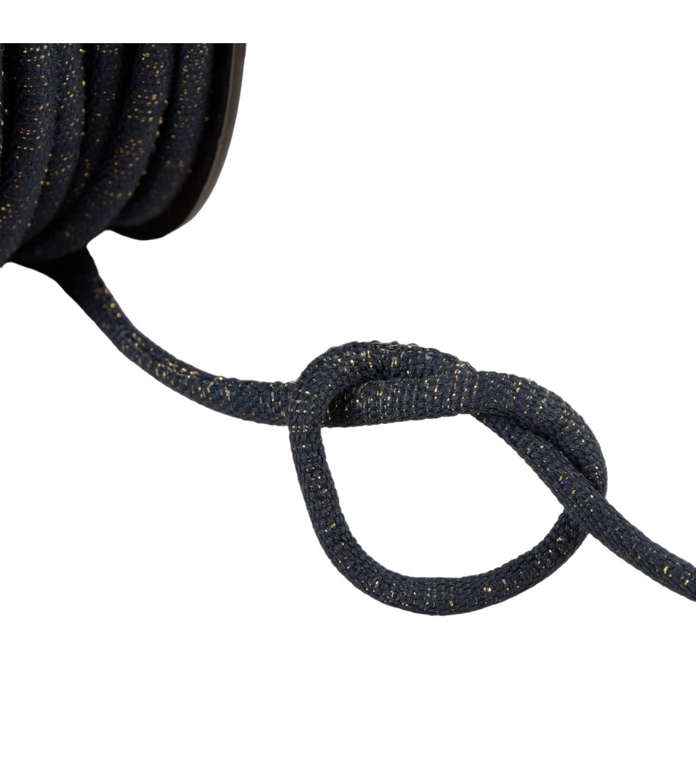 25m spool of metallic braided cord navy blue/gold 6mm
