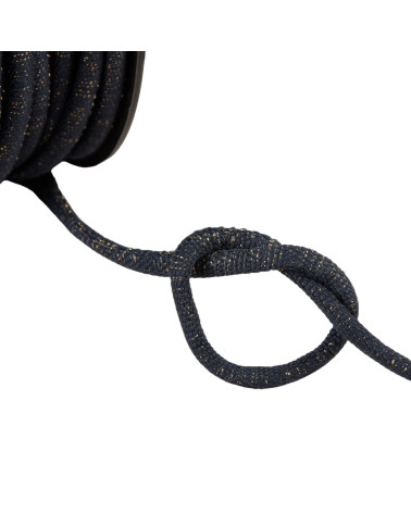 25m spool of metallic braided cord navy blue/gold 6mm