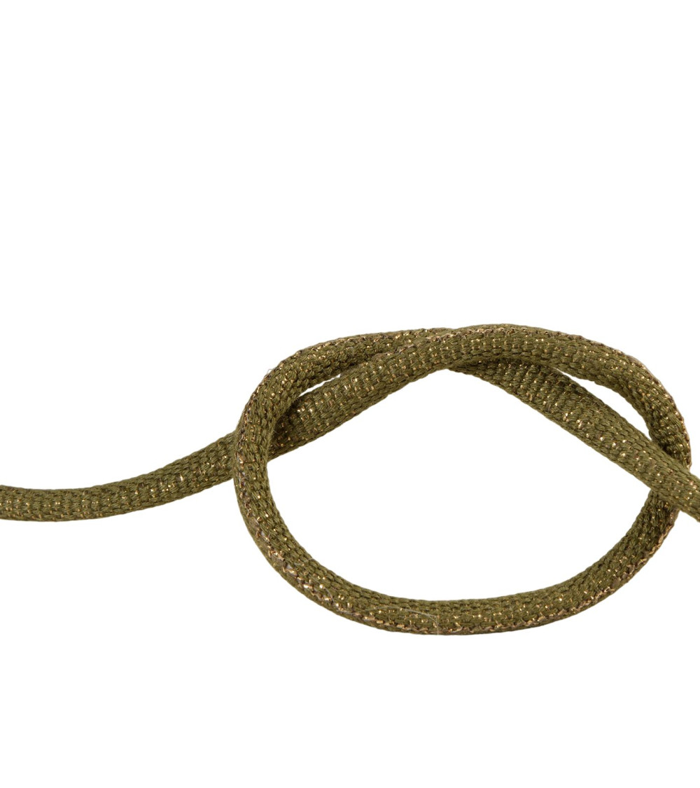 25-m-Spule aus geflochtener Metallic-Kordel in Khakigrün/Gold, 6 mm