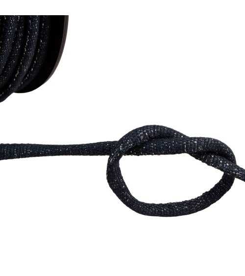 25m spool of metallic braided cord navy blue/silver 6mm
