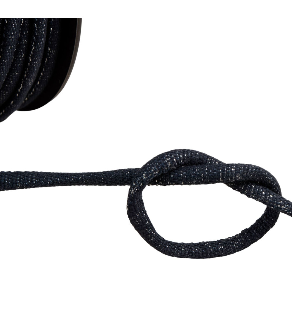 25m spool of metallic braided cord navy blue/silver 6mm