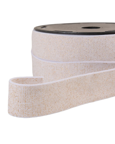 20m reel of white/gold metallic boxer elastic 32mm