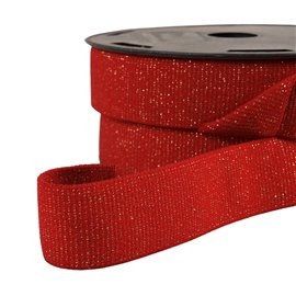 Bobine 20m élastique boxer métallisé rouge/or 32mm