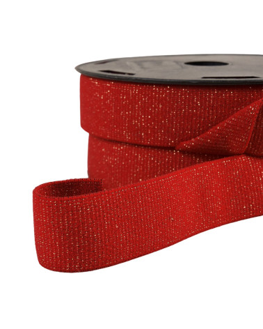 20m spool of metallic red/gold boxer elastic 32mm