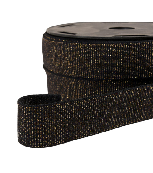 20m spool of black/gold metallic boxer elastic 32mm