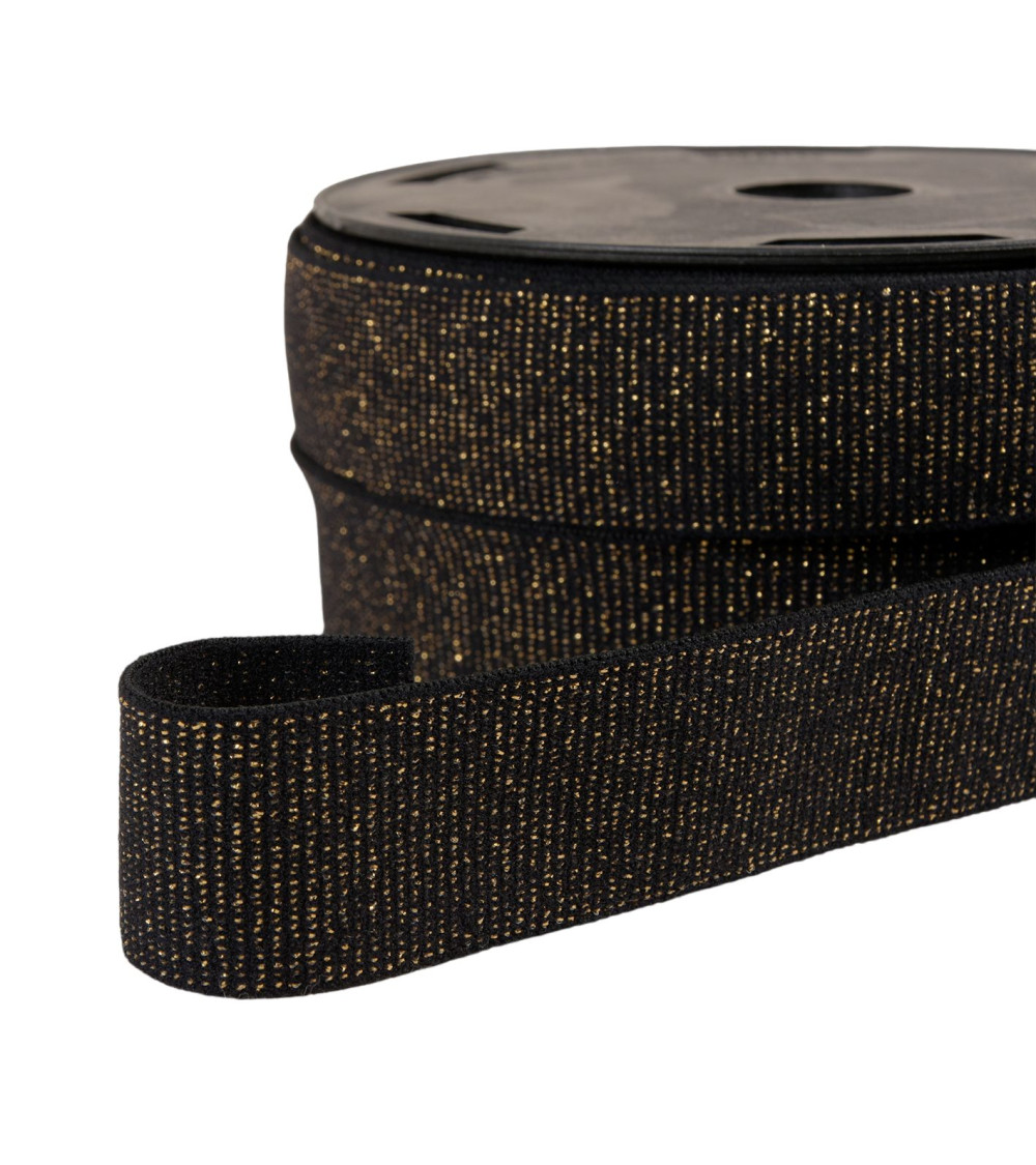 20m spool of black/gold metallic boxer elastic 32mm