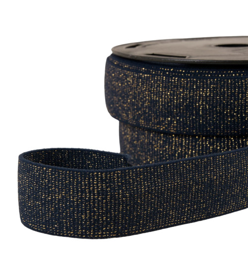 20m spool of metallic boxer elastic navy blue/gold 32mm