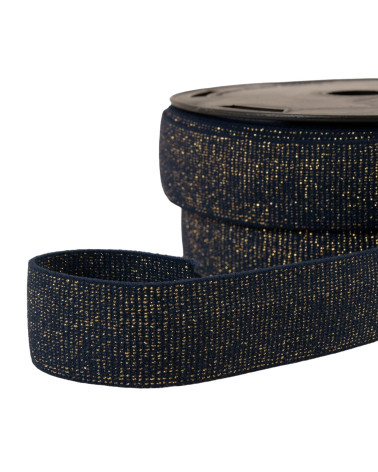 20m spool of metallic boxer elastic navy blue/gold 32mm