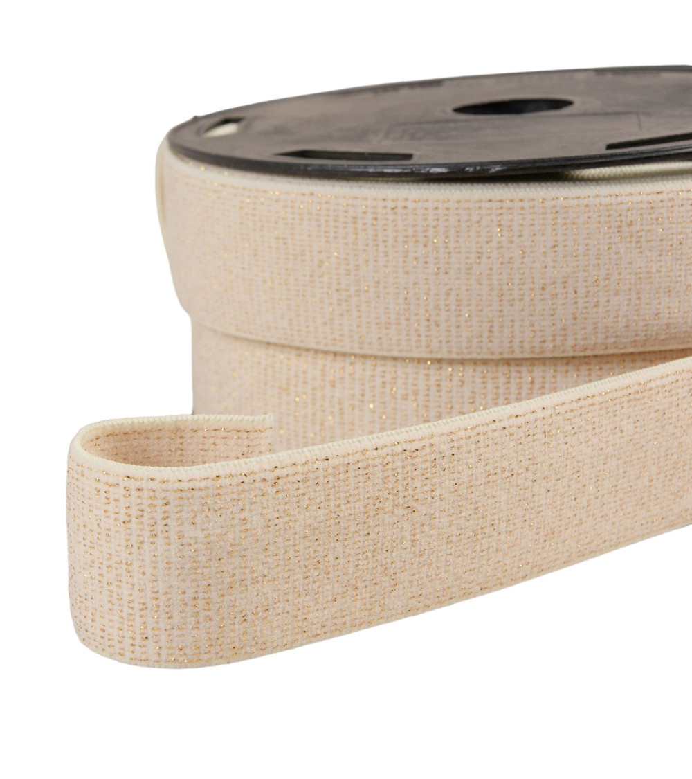 20m spool of ecru/gold metallic boxer elastic 32mm