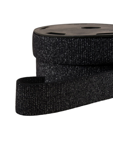 20m reel of black/silver metallic boxer elastic 32mm