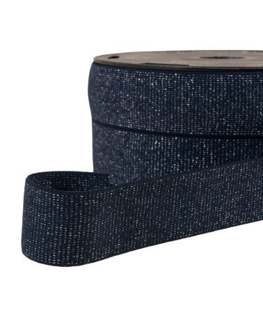 20m spool of metallic boxer elastic in navy blue/silver 32mm