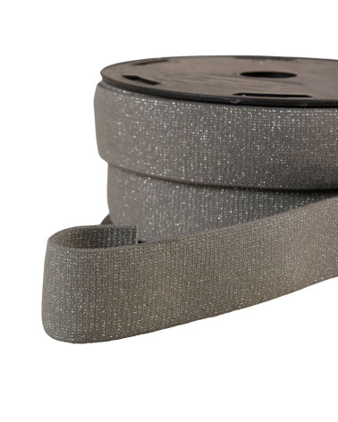 20m reel of metallic gray/silver boxer elastic 32mm
