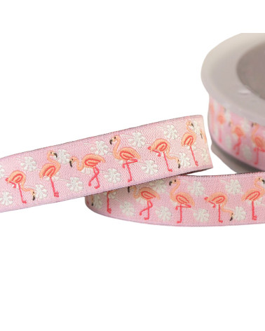 15m spool of light pink flamingo jacquard braid 16mm