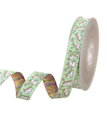 15m reel of jacquard braid unicorns nile green 20mm