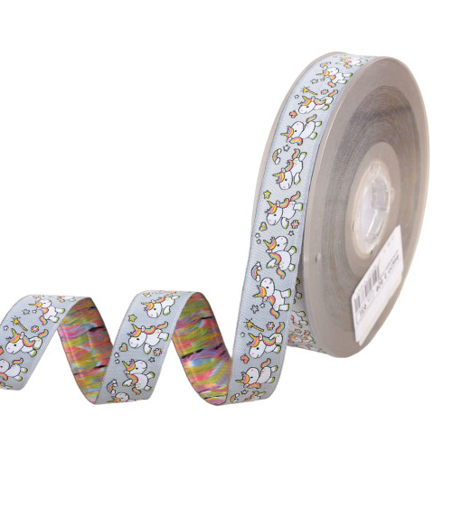 15m spool of light gray unicorn jacquard braid 20mm