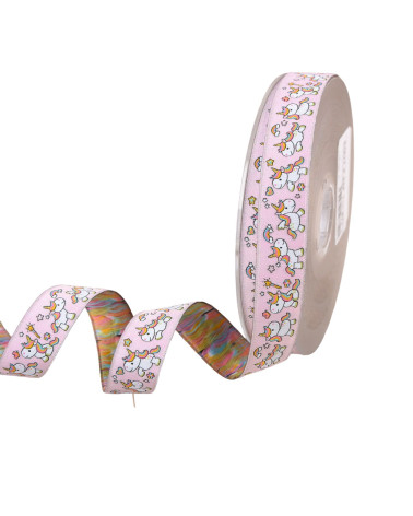 15m spool of light pink unicorn jacquard braid 20mm