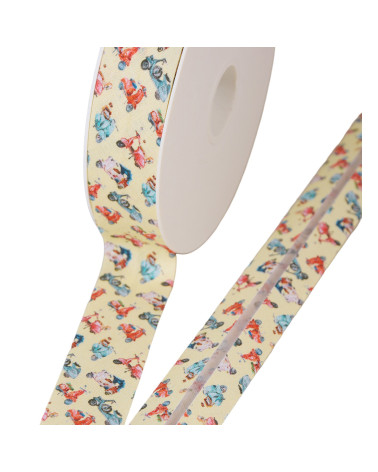 20m bobbin bias binding scooters 100% straw yellow cotton 25mm