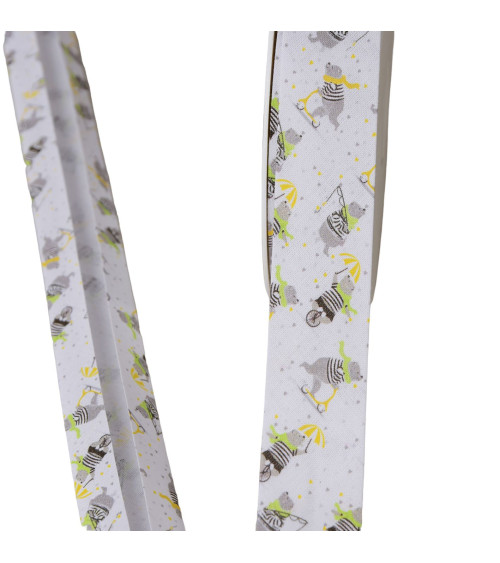 20m spool bias teddy bears 100% white cotton 25mm