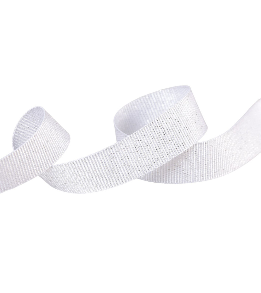 Spool 25m white metallic grosgrain 15mm