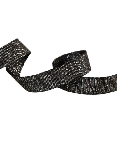 Spool 25m black metallic grosgrain 15mm