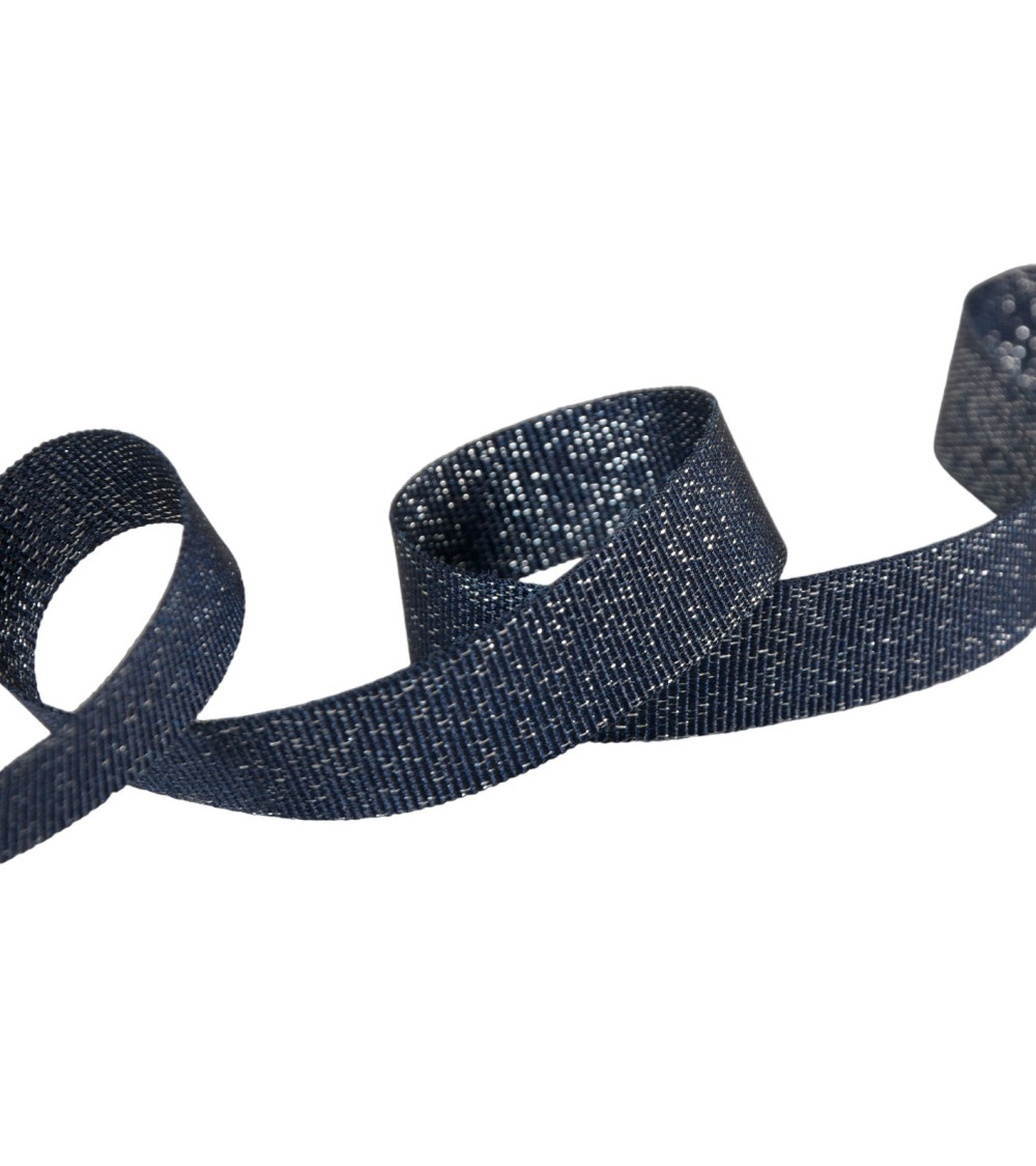 25m reel metallic grosgrain navy blue 15mm