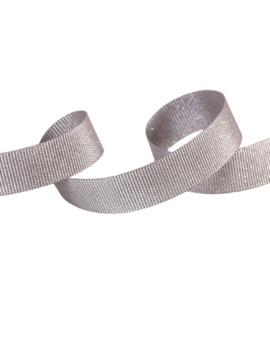 Bobine 25m gros grain métallisé gris clair 15mm