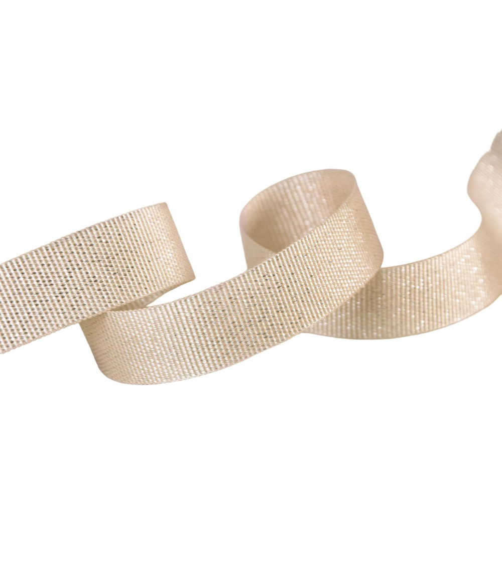 Spool 25m metallic grosgrain beige 15mm