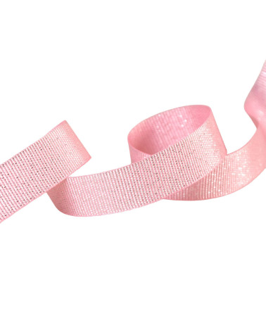 Bobina da 25 m grana grossa metallizzata rosa chiaro da 15 mm