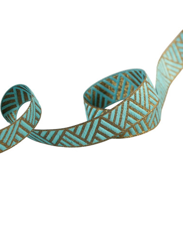 15m reel geometric steel blue metal ribbon 15mm