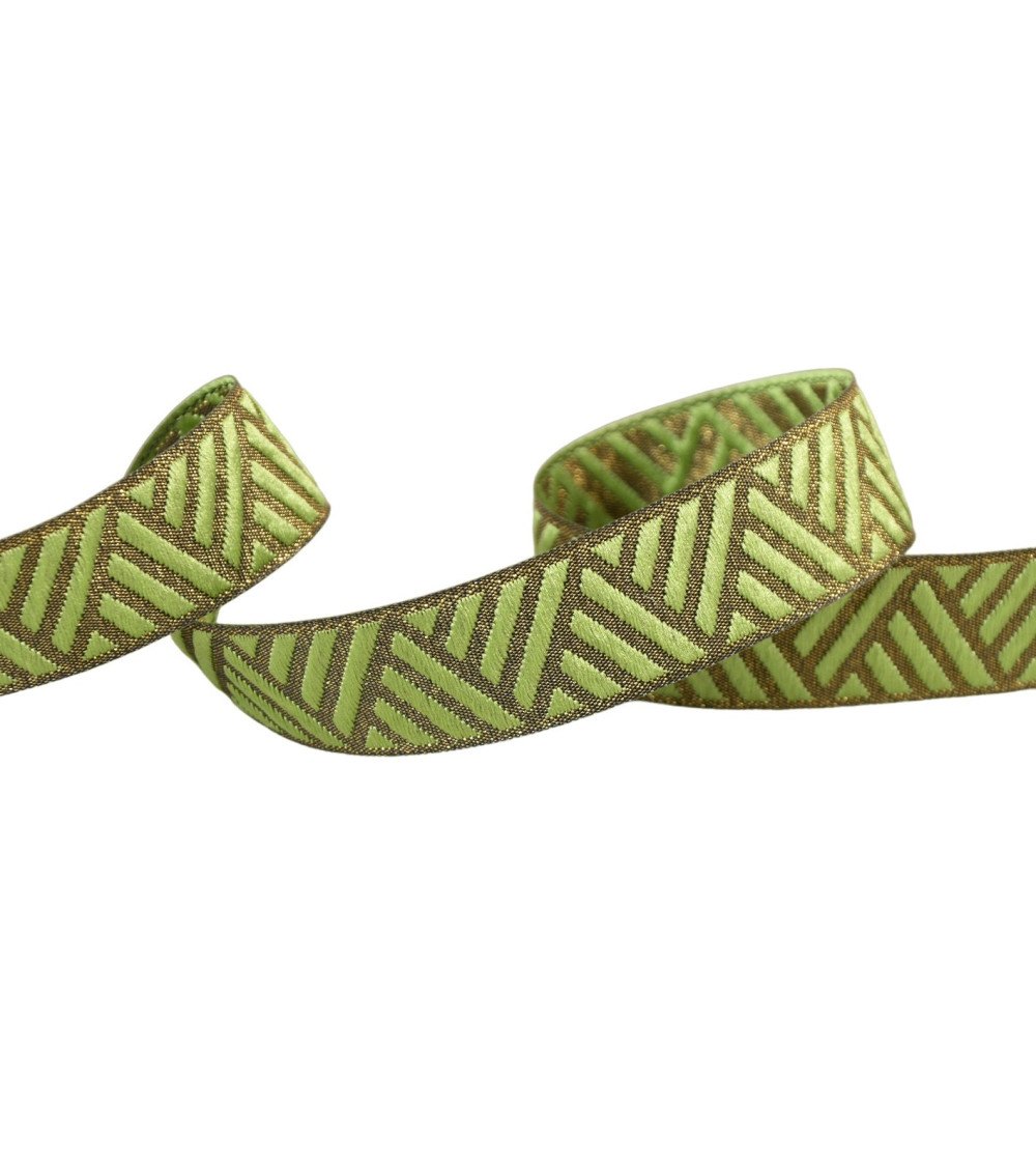 Bobina da 15 m di nastro metallico geometrico verde kaki chiaro da 15 mm